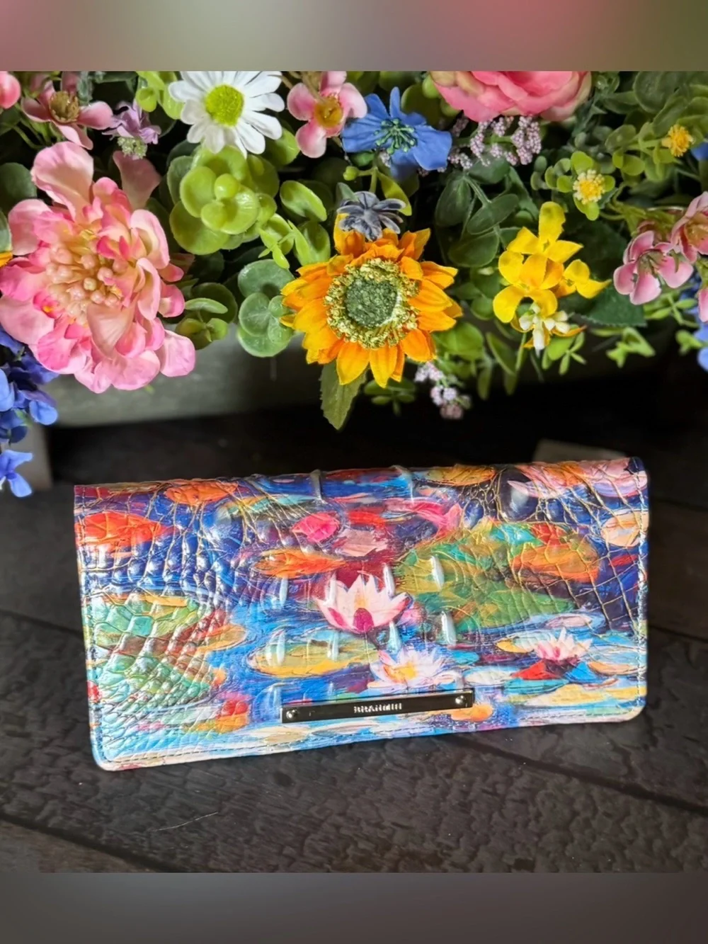 Brahmin Ady WaterLily Wallet NWT Pretty Floral Placement HTF PRICE FIRM $$$